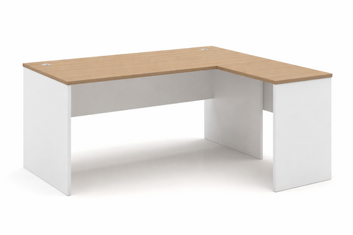 Ala de mesa de oficina VOLPI 80, blanco y roble, 80 x 40 cms