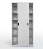 Armario metálico OLIMPO 902PC40, puertas correderas, gris ral 7035, 90x40x185 cms