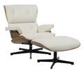 Butaca con ottoman AMERICA, madera, metal, similpiel beige
