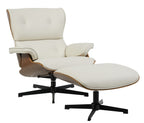Butaca con ottoman AMERICA, madera, metal, similpiel beige