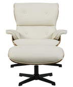 Butaca con ottoman AMERICA, madera, metal, similpiel beige
