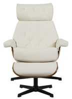 Butaca con ottoman EUROPA, madera, metal, similpiel beige