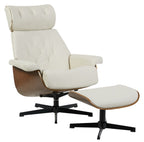 Butaca con ottoman EUROPA, madera, metal, similpiel beige