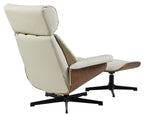 Butaca con ottoman EUROPA, madera, metal, similpiel beige