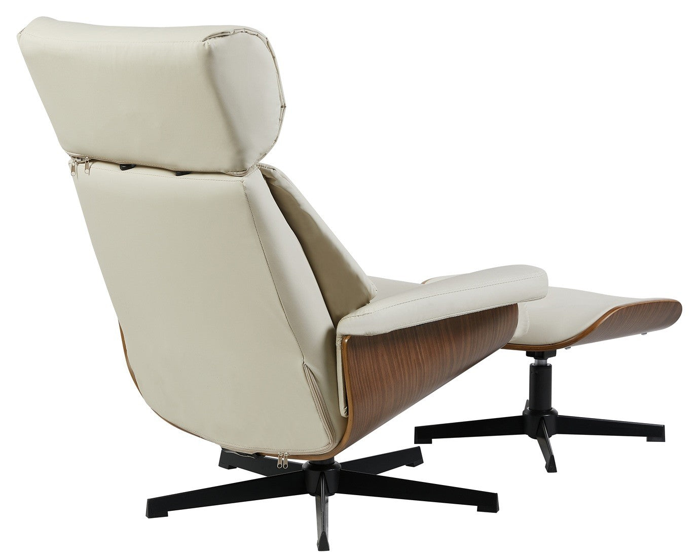 Butaca con ottoman EUROPA, madera, metal, similpiel beige