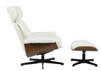 Butaca con ottoman EUROPA, madera, metal, similpiel blanca