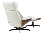 Butaca con ottoman EUROPA, madera, metal, similpiel blanca