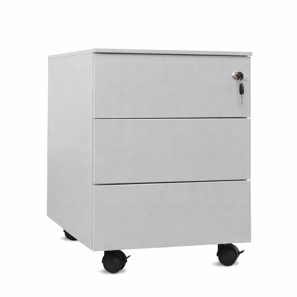 Cajonera metálica OLIMPO 3C, ruedas, 3 cajones, gris ral 7035.