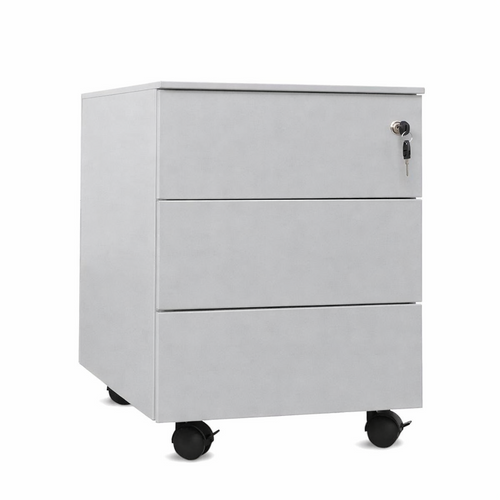 Cajonera metálica OLIMPO 3C, ruedas, 3 cajones, gris ral 7035.