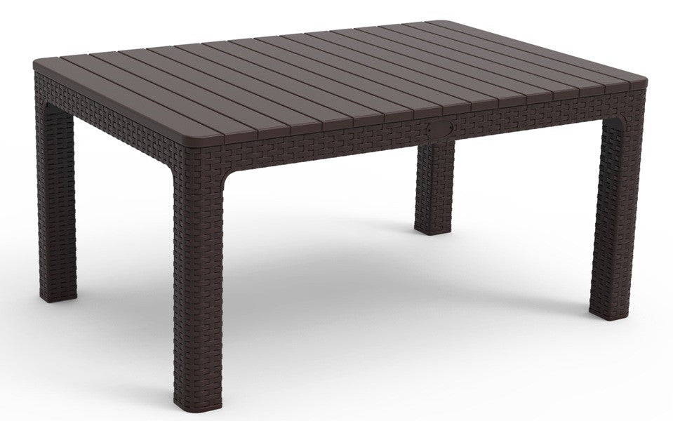 Mesa ALBUFEIRA, baja, polipropileno marrón chocolate, 90 x 60 cms