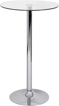 Mesa alta BERNIE (SU), cromada, cristal templado, 60 cms de diámetro
