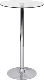 Mesa alta BERNIE (SU), cromada, cristal templado, 60 cms de diámetro