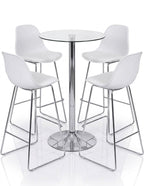 Mesa alta BERNIE (SU), cromada, cristal templado, 60 cms de diámetro
