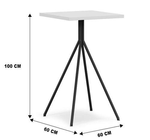 Mesa alta BISTRÓ, metal negro, tapa de MDP color blanco, 60 x 60 cms