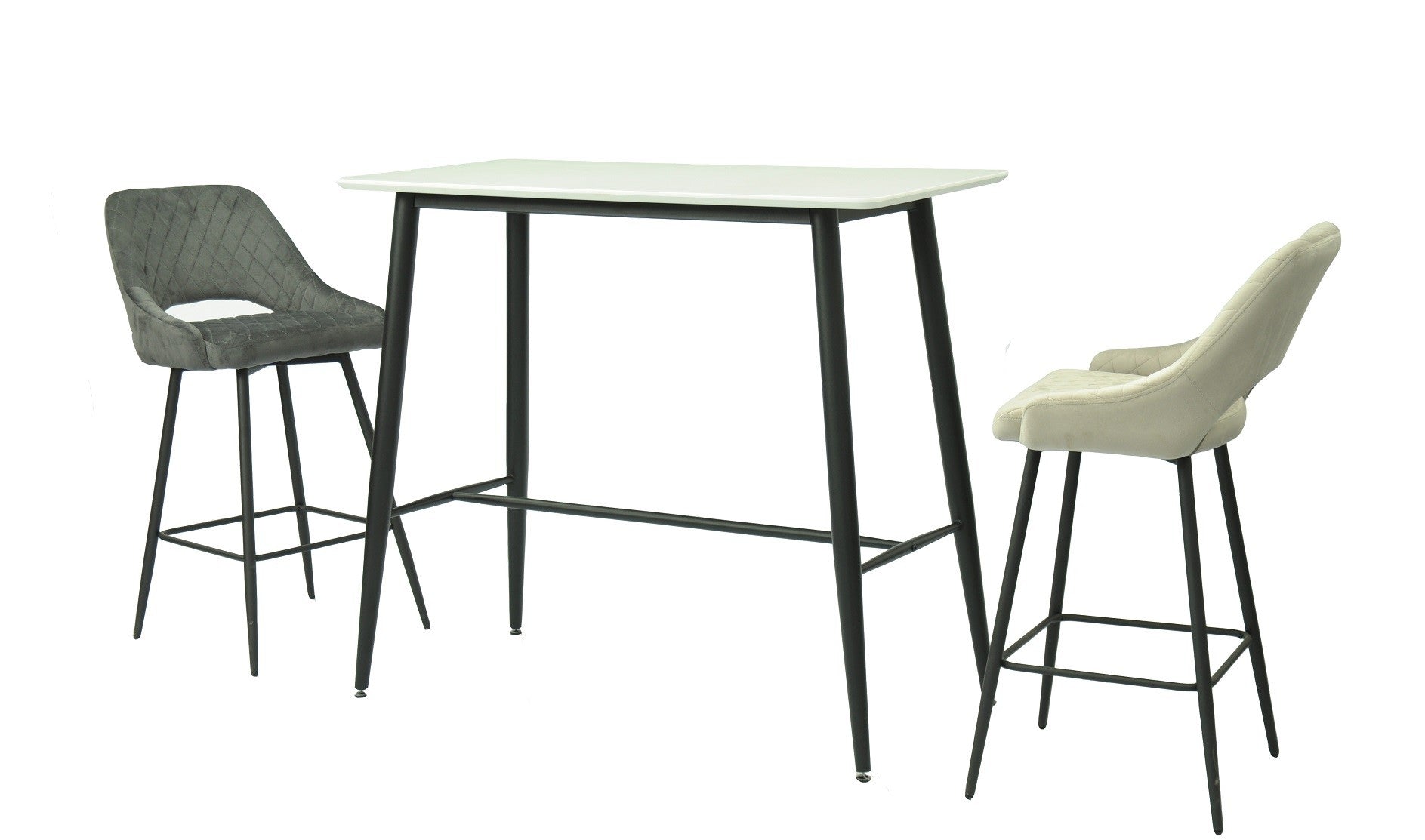 Mesa alta NITRA, metal, tapa blanca, 120 x 60 cms
