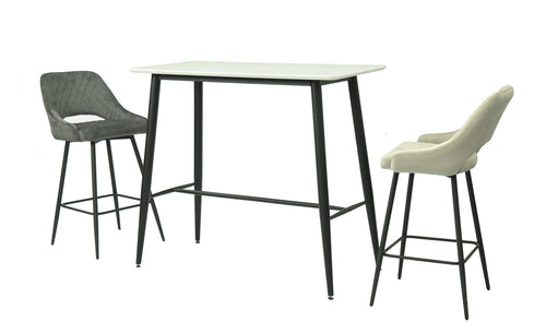 Mesa alta NITRA, metal, tapa blanca, 120 x 60 cms