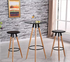 Mesa alta OTILIA NEW, madera, tapa negra de 60 cms de diámetro