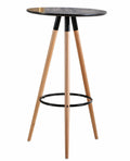 Mesa alta OTILIA NEW, madera, tapa negra de 60 cms de diámetro