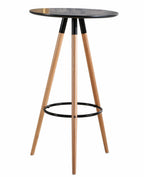 Mesa alta OTILIA NEW, madera, tapa negra de 60 cms de diámetro