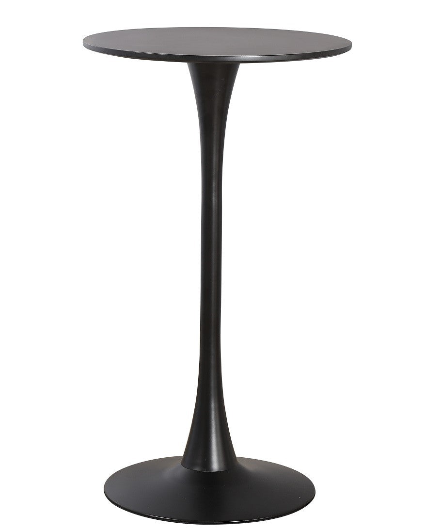 Mesa alta TUL (SU), metal, negra, tapa negra de 60 cms de diámetro