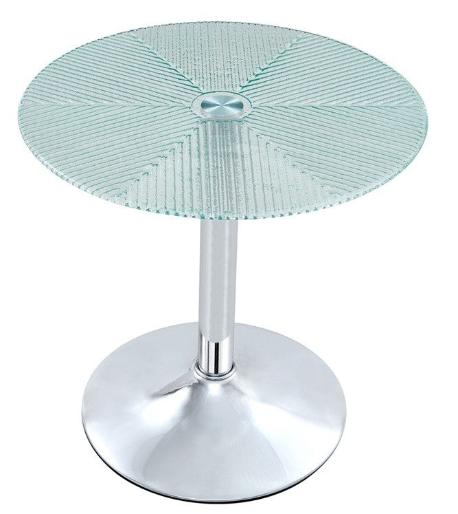 Mesa AVEIRO, baja, cromada, cristal templado térmico,  50 cms diámetro