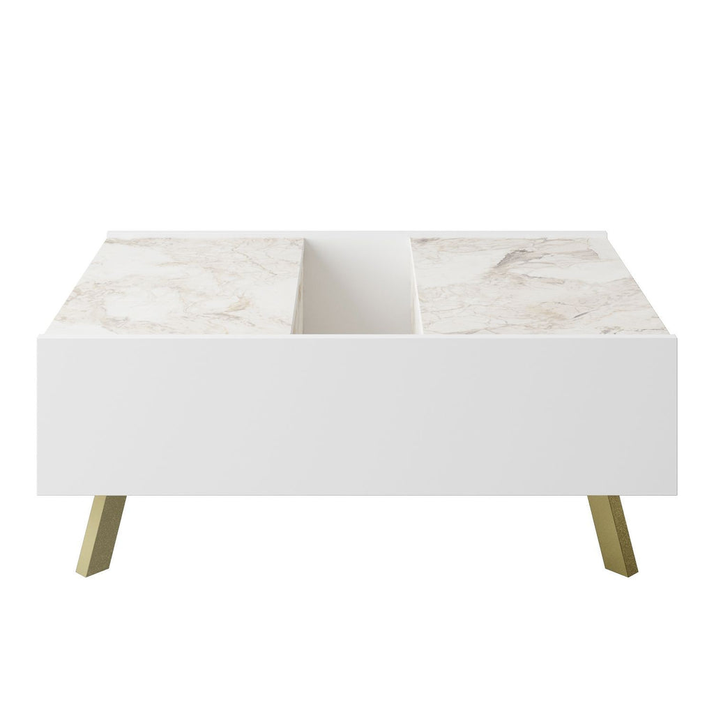 Mesa baja ELOISE, bilaminado mármol blanco, 89,5 cms.