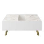Mesa baja ELOISE, bilaminado mármol blanco, 89,5 cms.