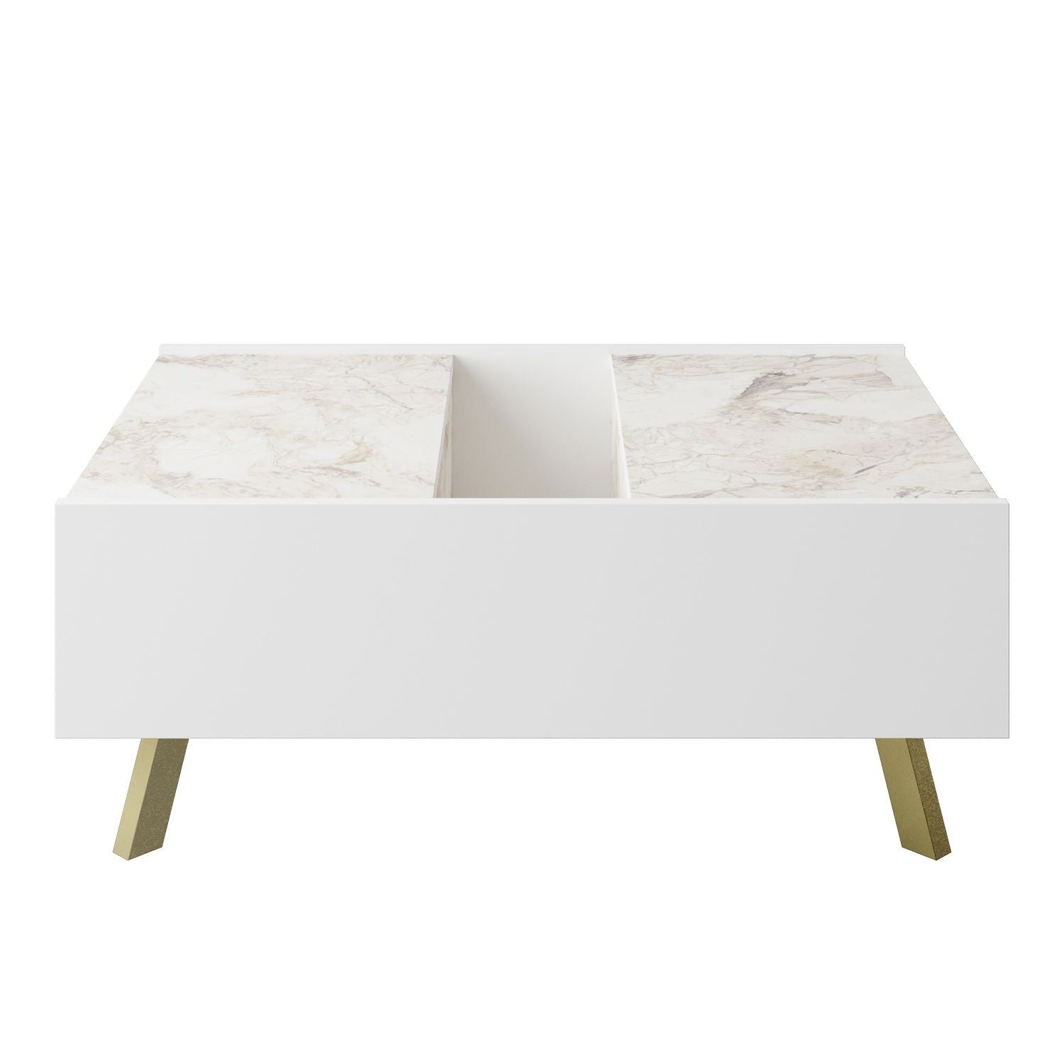 Mesa baja ELOISE, bilaminado mármol blanco, 89,5 cms.