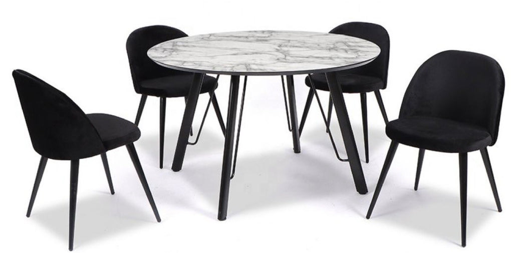 Mesa BIAGIO, metal, tapa DM imitación mármol, 120 cms de diámetro