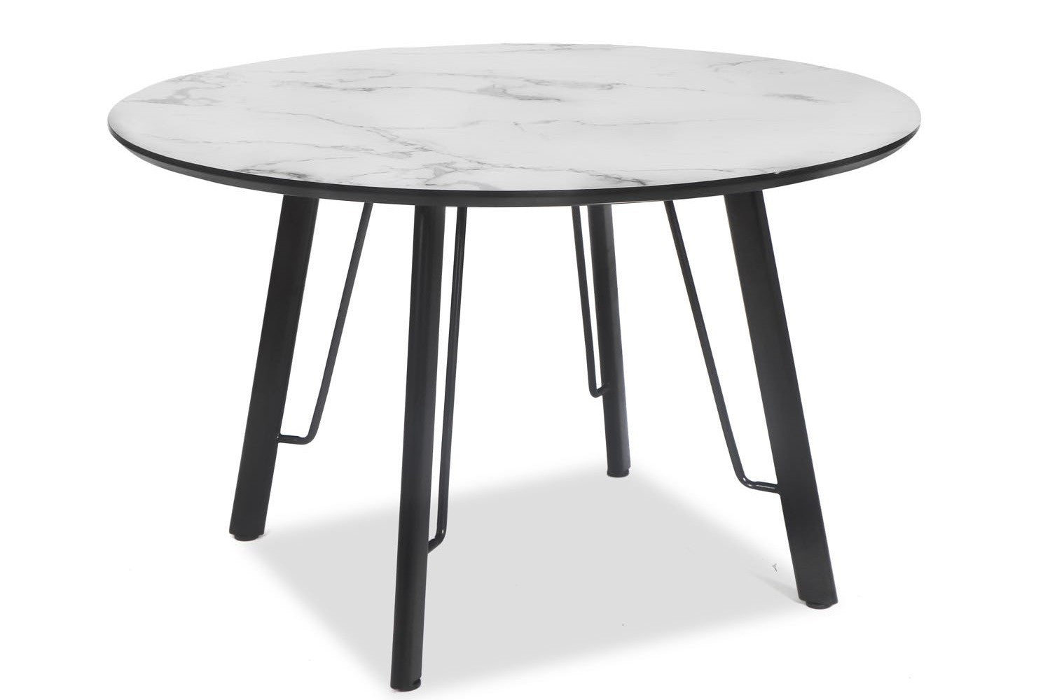 Mesa BIAGIO, metal, tapa DM imitación mármol, 120 cms de diámetro