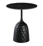 Mesa CAVEZZO, baja, negra, tapa cerámica mármol negro, 50 cms de diámetro