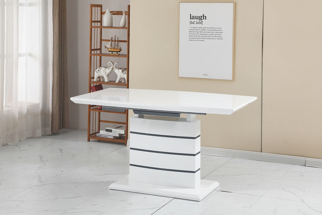 Mesa CHAMBERY, extensible, lacada blanca, 140 ~ 180 x 80 cms