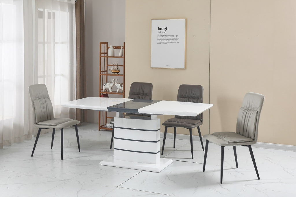 Mesa CHAMBERY, extensible, lacada blanca, 140 ~ 180 x 80 cms