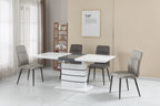 Mesa CHAMBERY, extensible, lacada blanca, 140 ~ 180 x 80 cms