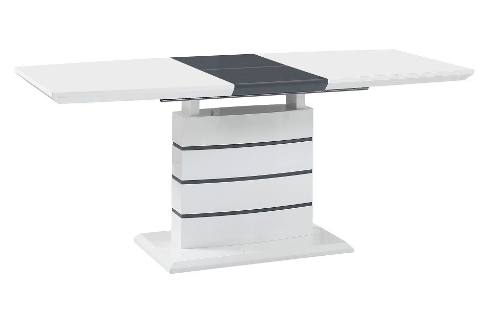 Mesa CHAMBERY, extensible, lacada blanca, 140 ~ 180 x 80 cms