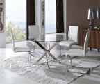 Mesa CHANTAL 100, cromada, cristal, 100 cms diámetro