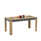 Mesa de comedor PHILIPPA, bilaminado roble con gris oscuro, 160 x 80 cms.