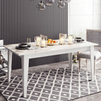 Mesa de comedor SIENA, bilaminado mármol blanco, 180 x 90 cms.