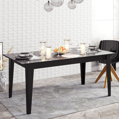 Mesa de comedor SIENA, bilaminado mármol negro, 180 x 90 cms.