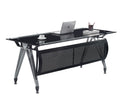 Mesa de oficina BASILEA, vidrio templado negro, 180 x 85 cms