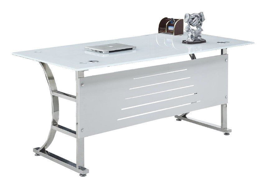Mesa de oficina CADORE, vidrio templado super blanco, 160 x 80 cms