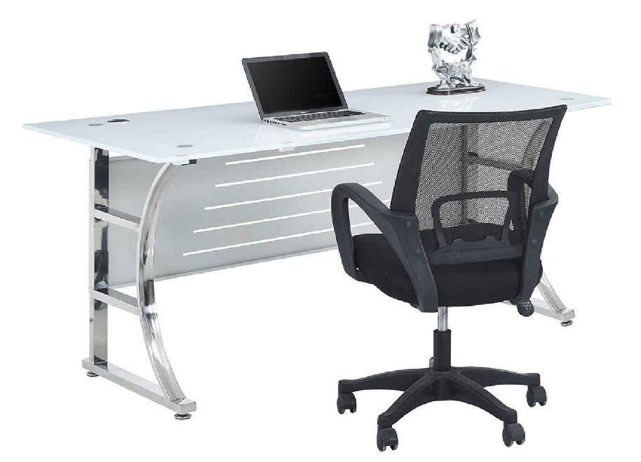 Mesa de oficina CADORE, vidrio templado super blanco, 180 x 85 cms