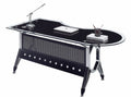 Mesa de oficina COLOGNE, forma a izquierda, vidrio templado negro, 180 x 85 cms