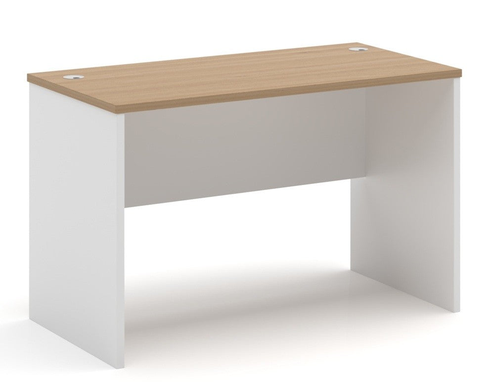 Mesa de oficina VOLPI 140, blanco y roble, 140 x 70 cms