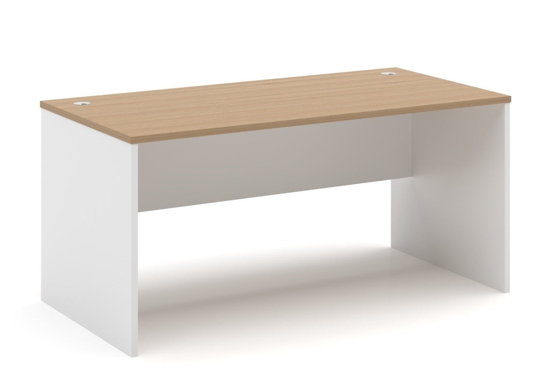 Mesa de oficina VOLPI 160, blanco y roble, 160 x 80 cms