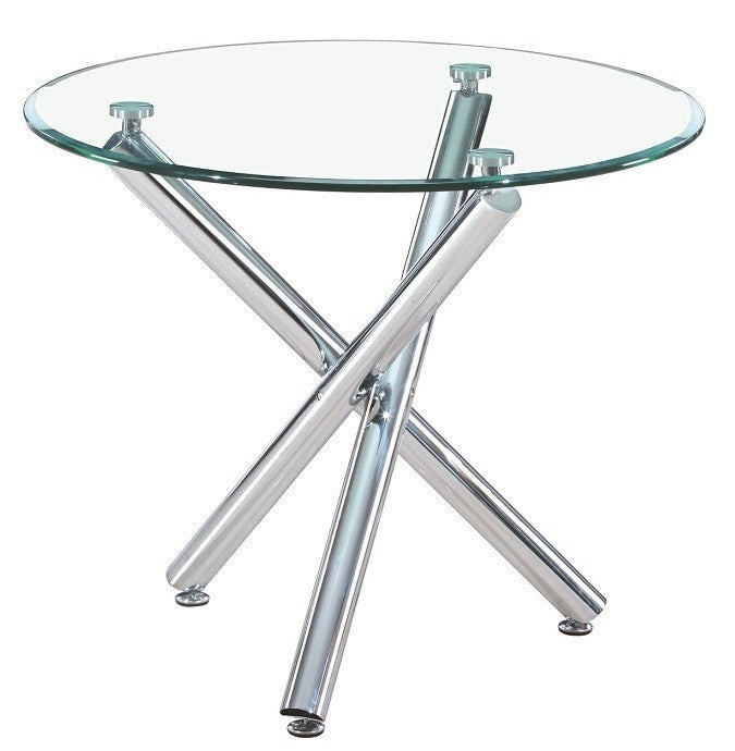 Mesa DESIREE NEW, cromada, cristal, 90 cms diámetro