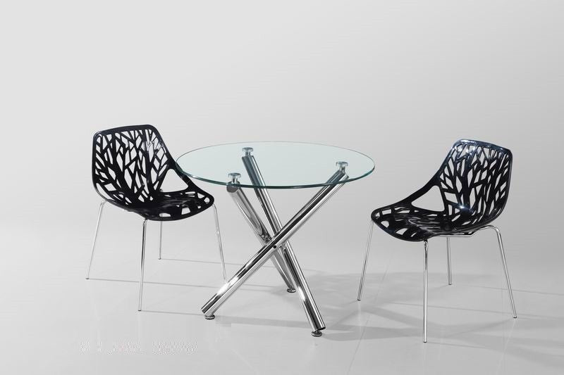 Mesa DESIREE NEW, cromada, cristal, 90 cms diámetro