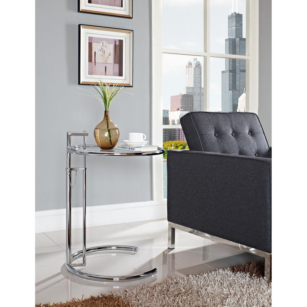 Mesa EG NEW, regulable, acero inoxidable y cristal, 50 cms de diámetro