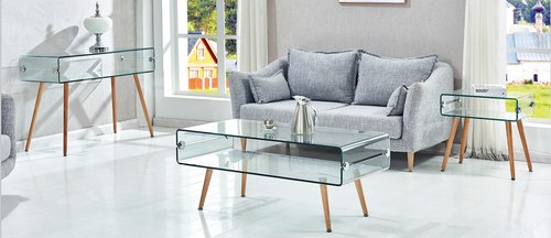 Mesa HOLANDA, madera, cristal, 110x55 cms