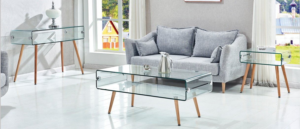 Mesa HOLANDA, madera, cristal, 55x40 cms